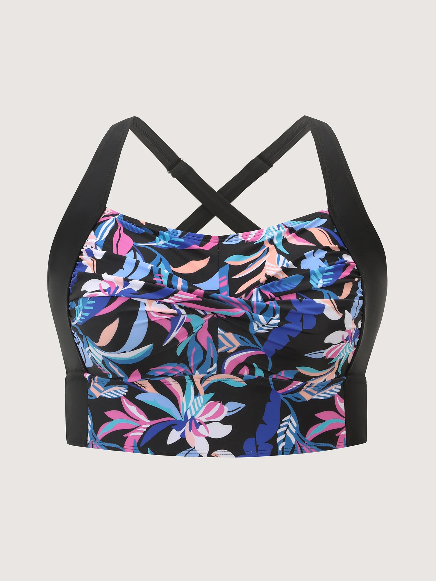 Vibrant Floral Print Twist Front Swim Top - Image 5