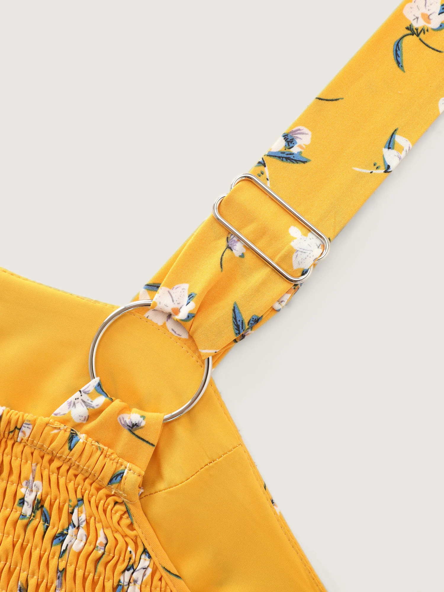 Vibrant Floral Print Waist-Defining Midi Dress - Image 5