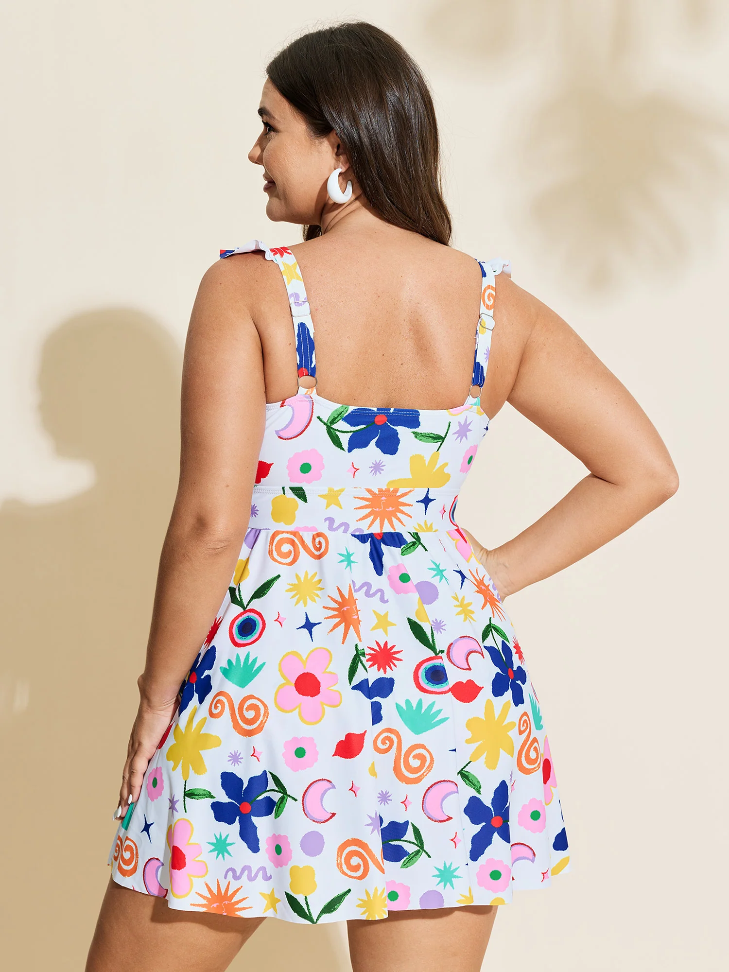 Vibrant Floral Ruched Bodice Swim Dress - Image 5