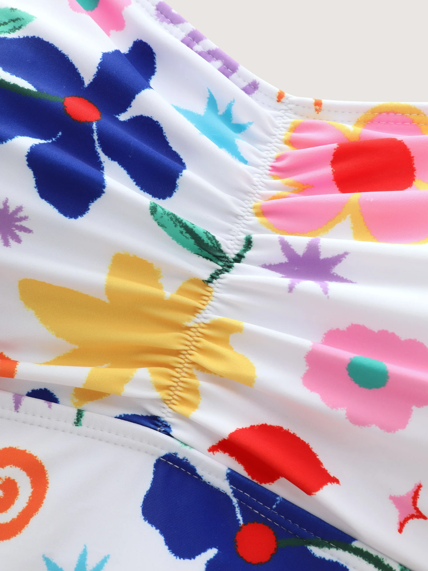 Vibrant Floral Ruched Bodice Swim Dress - Image 9