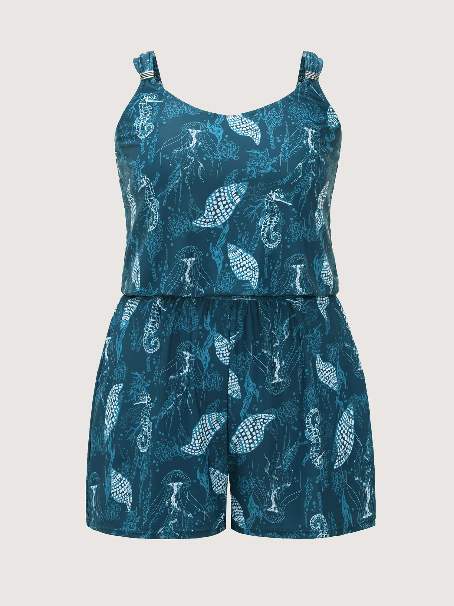 Vibrant Ocean Pattern Pocket One-Piece Swimsuit - Image 9