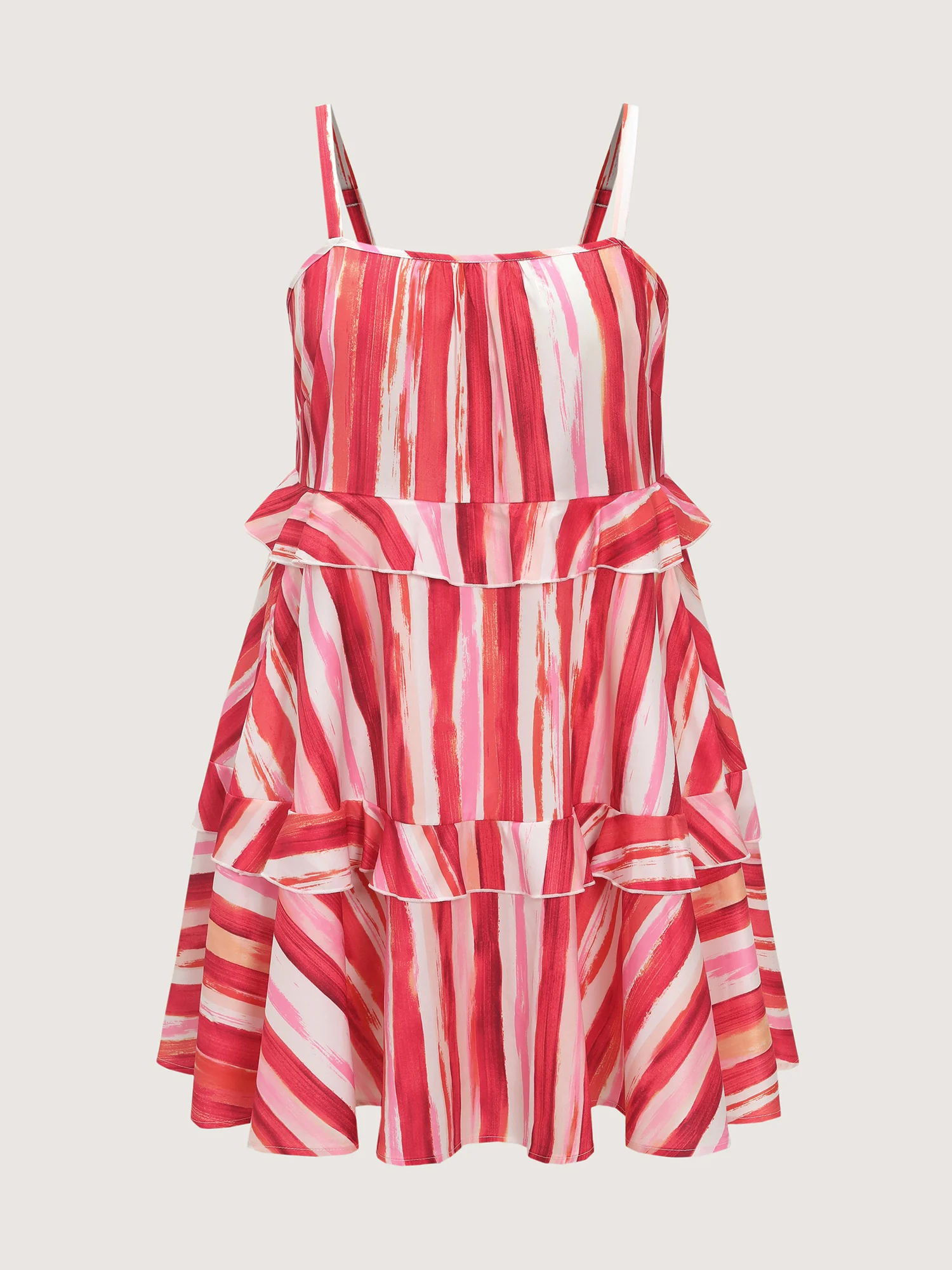 Vibrant Stripe Print Ruffled Tiered Mini Dress - Image 8