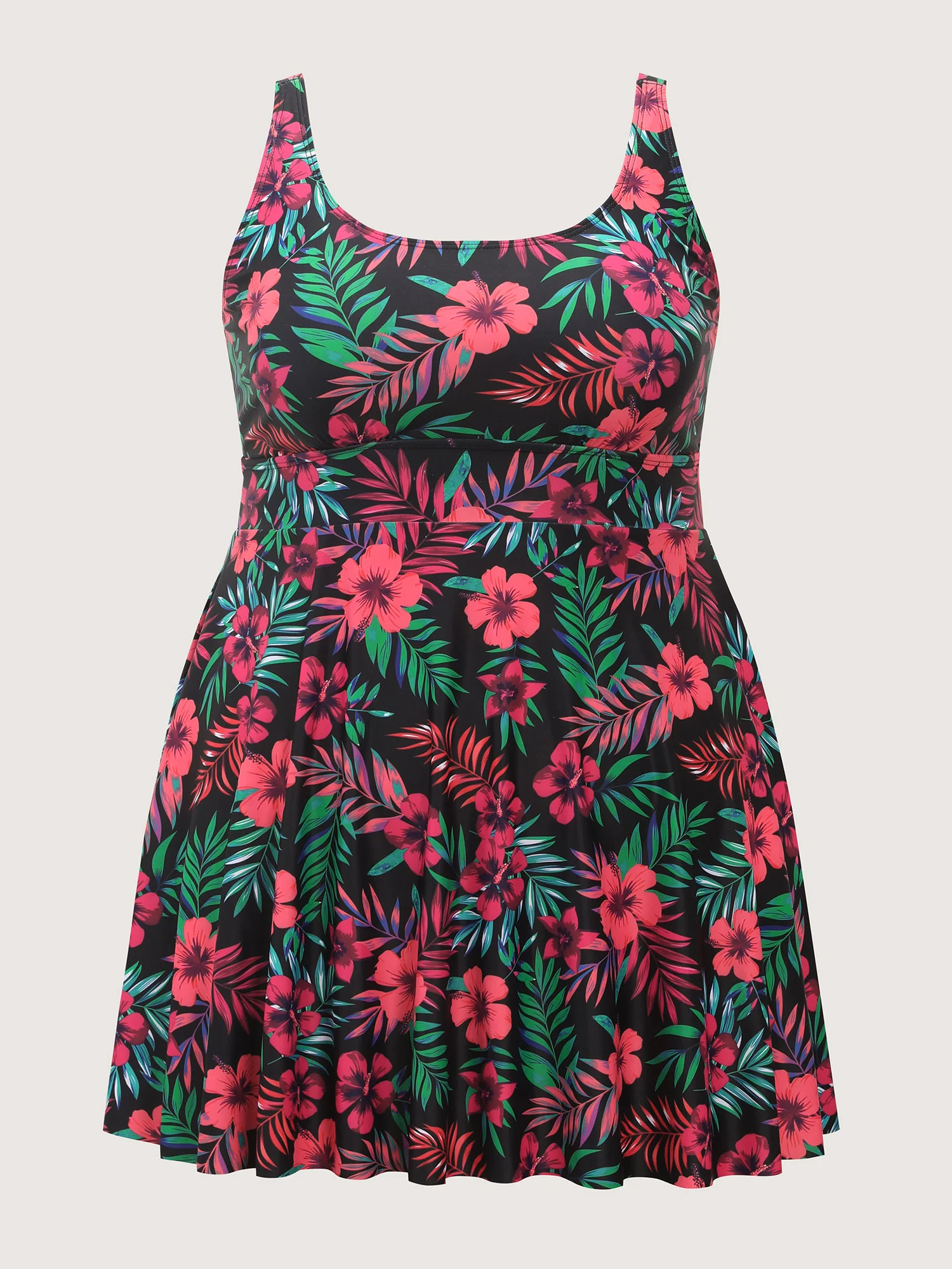 Vibrant Tropical Floral Print Pockets Swim Dress - Image 7