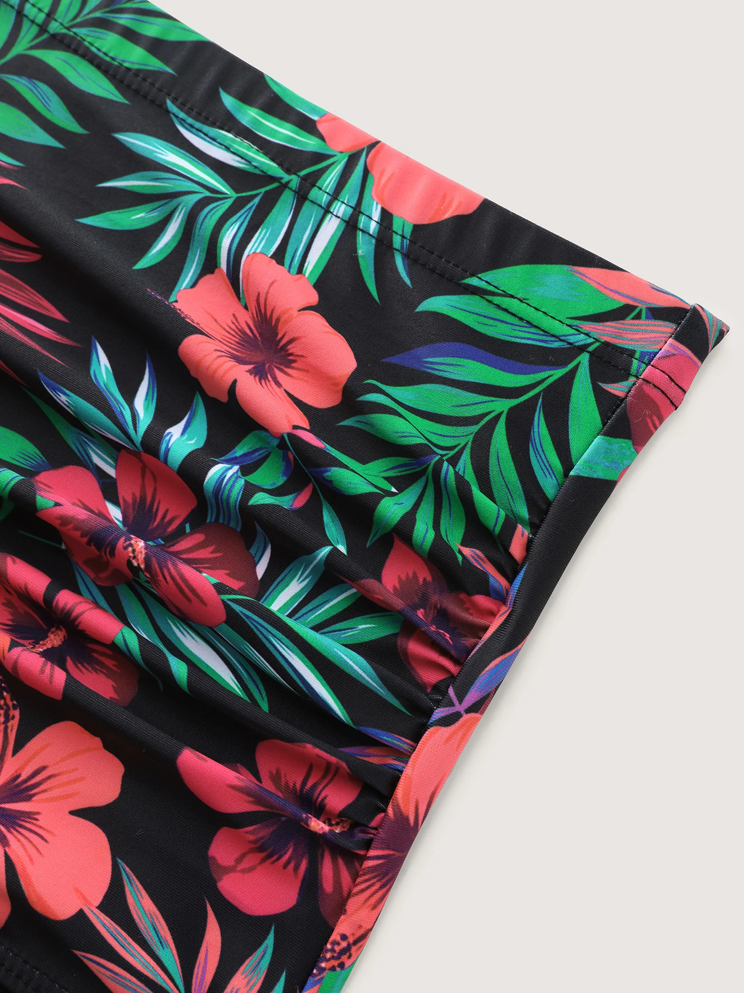 Vibrant Tropical Floral Print Pockets Swim Dress - Image 9
