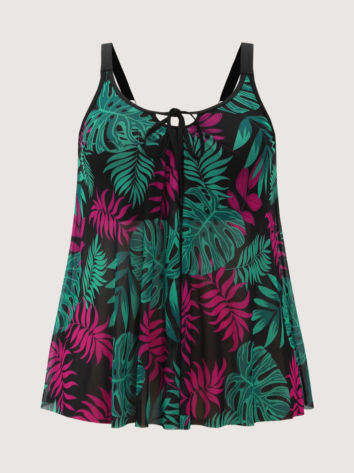 Vibrant Tropical Mesh Neck Tie Swim Top - Image 7