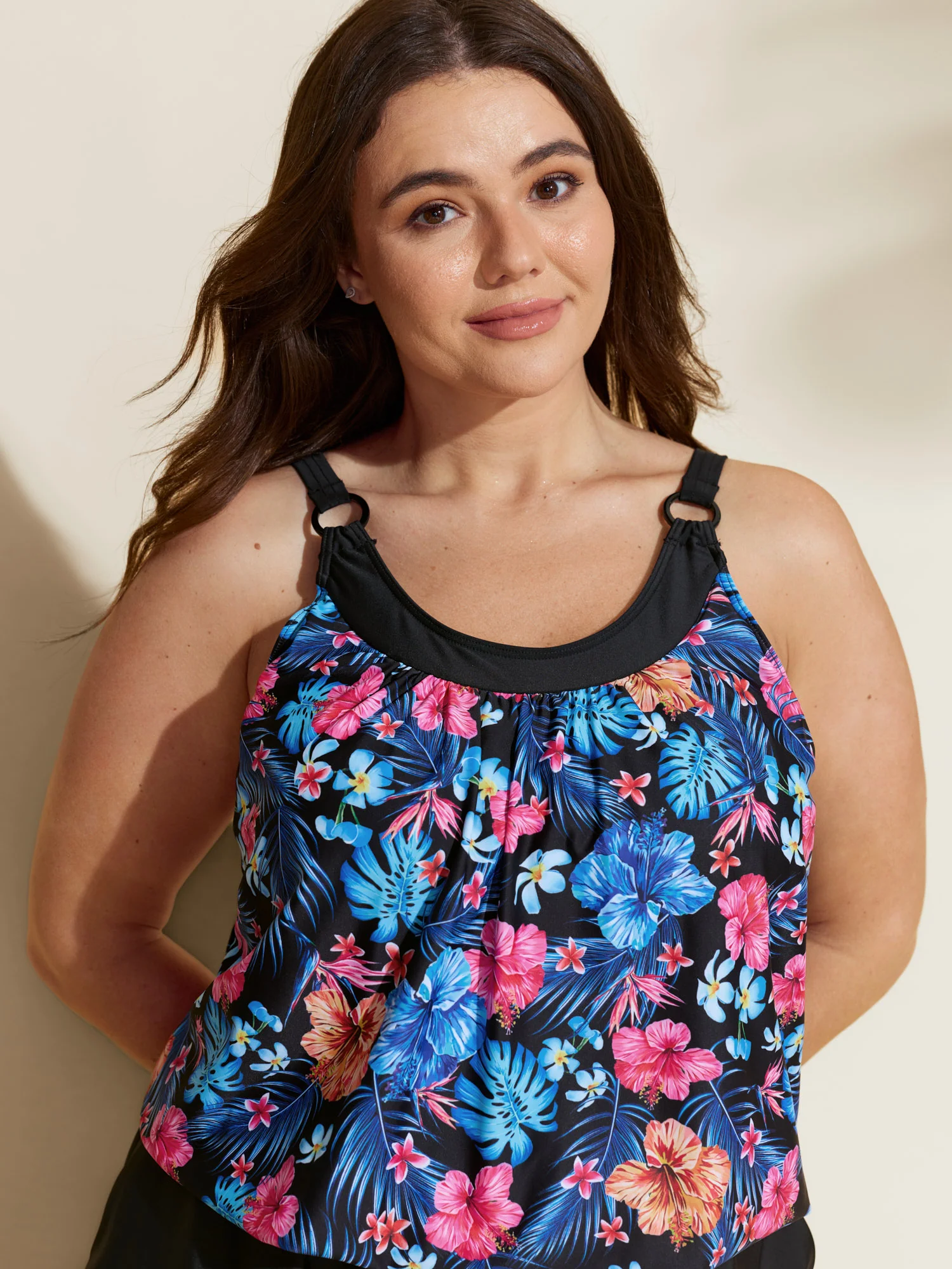 Vibrant Tropical Print Pockets One-Piece Swimsuit - Image 2