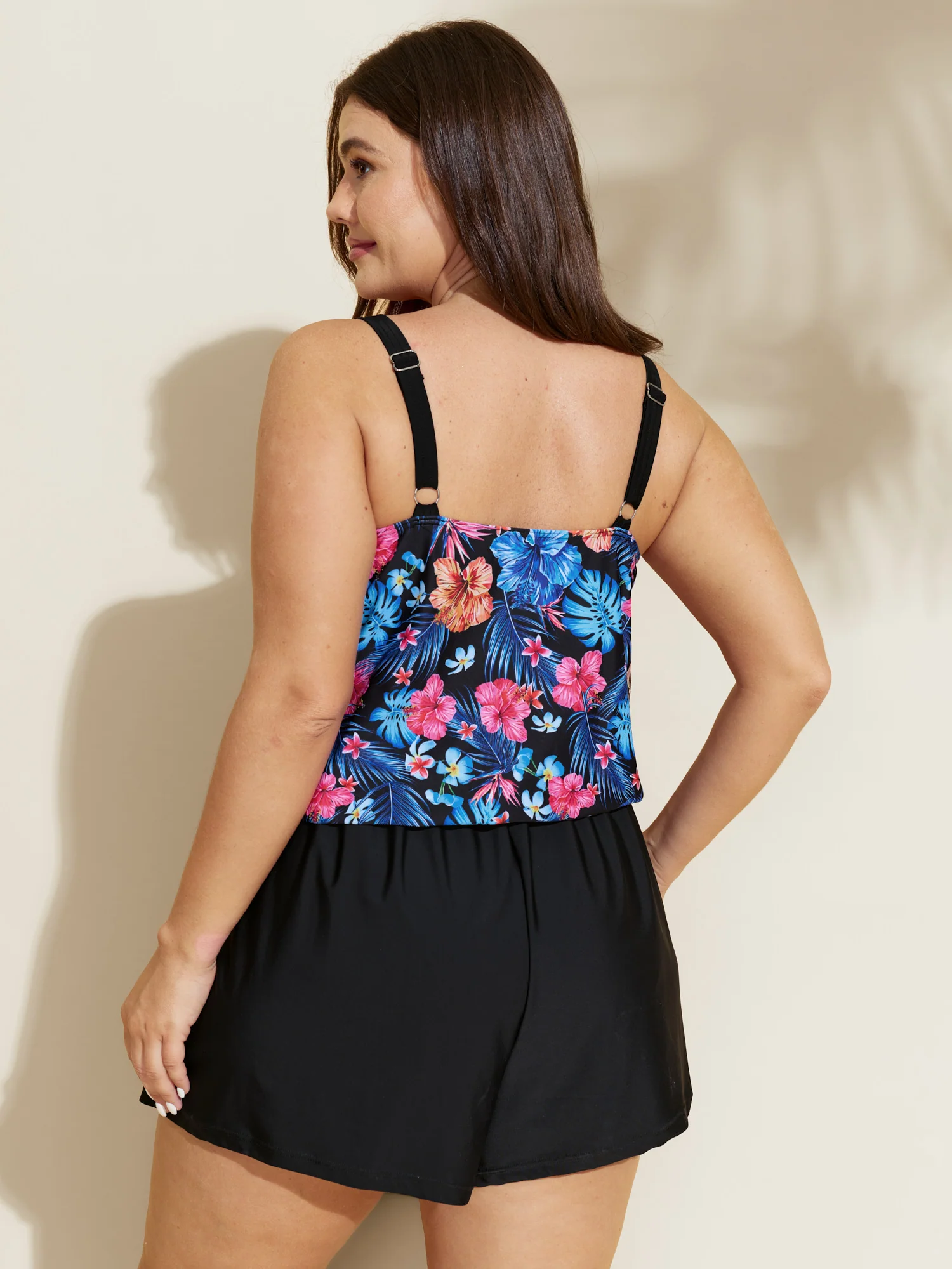 Vibrant Tropical Print Pockets One-Piece Swimsuit - Image 4