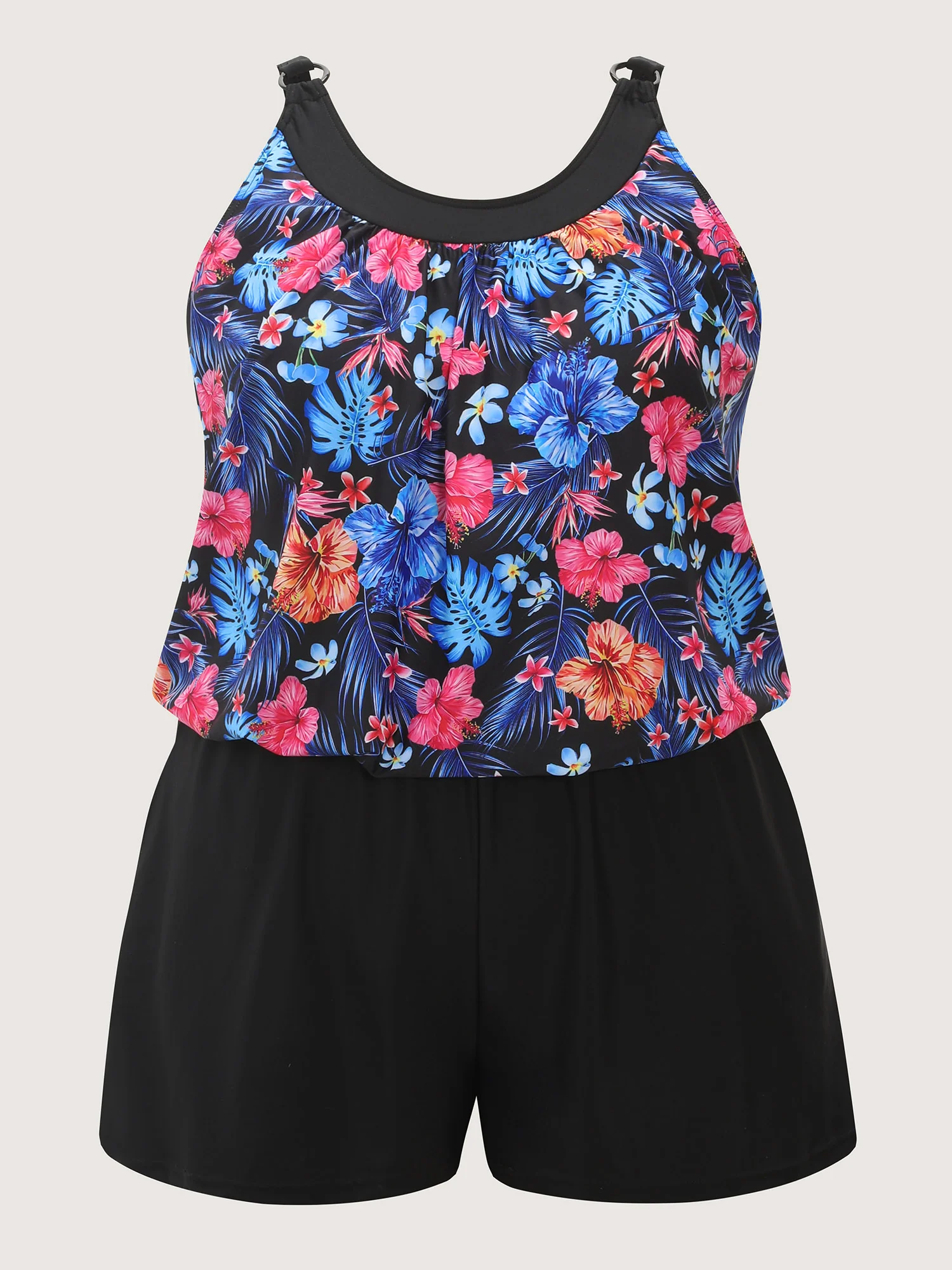 Vibrant Tropical Print Pockets One-Piece Swimsuit - Image 5