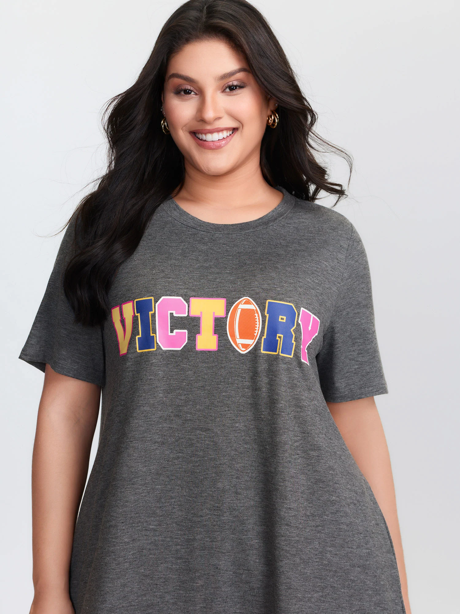 Victory Motif Round Neck Mini Dress - Image 2