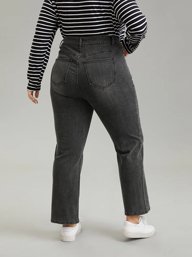 Vintage Black Wash Straight Leg Jeans - Image 4