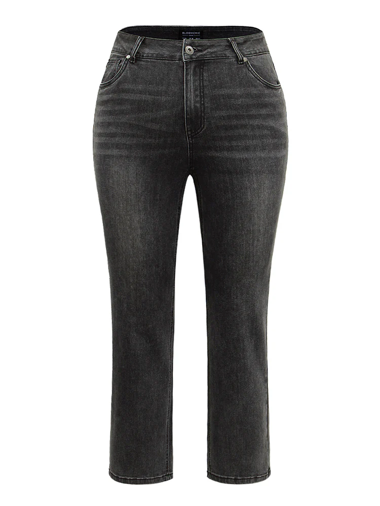Vintage Black Wash Straight Leg Jeans - Image 5