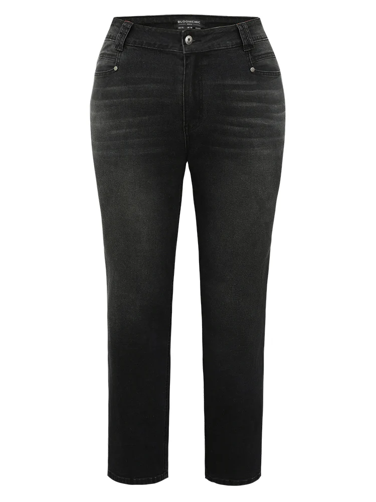 Vintage Black Wash Straight Leg Jeans - Image 7