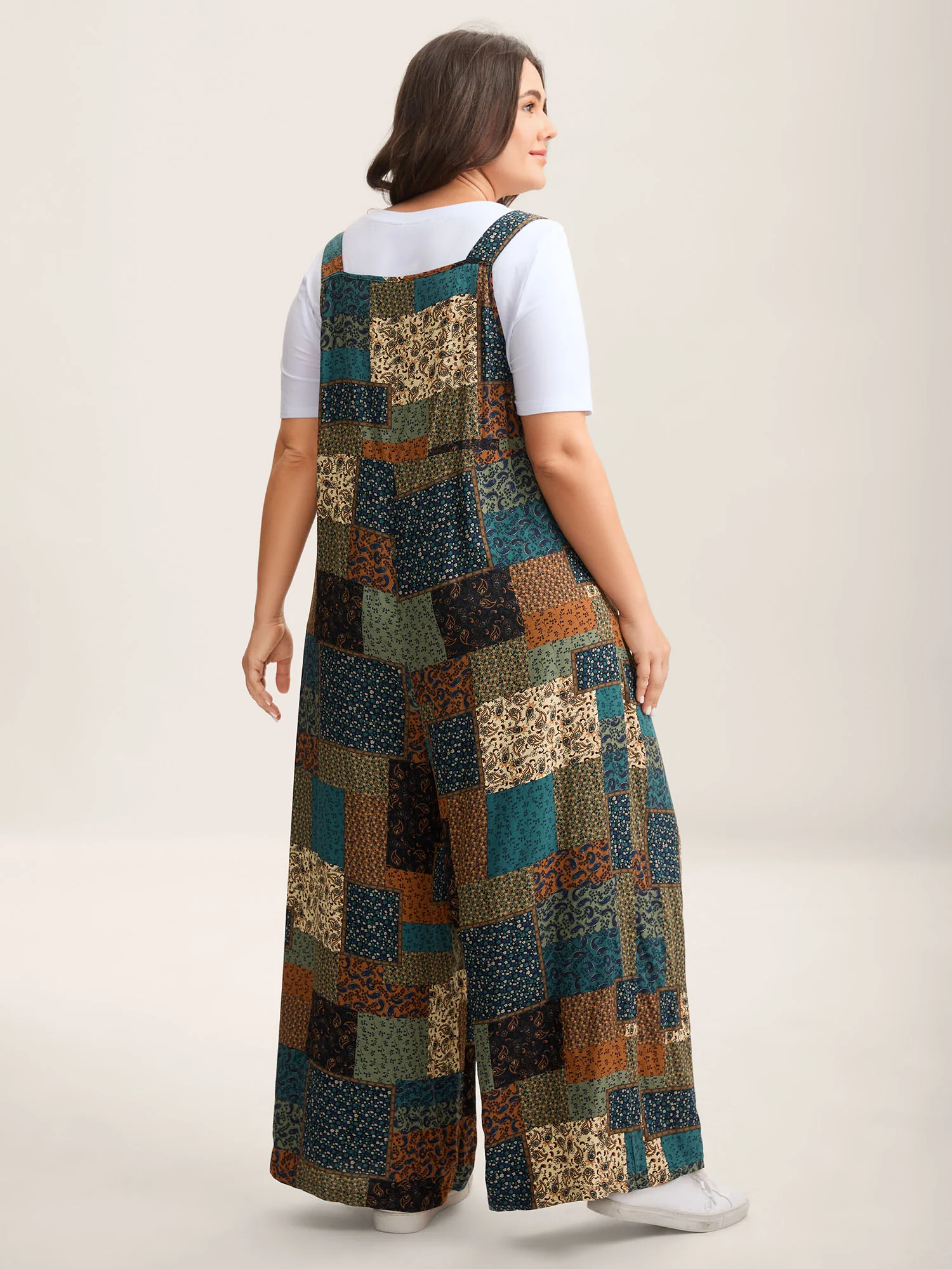 Vintage Boho Collage Overall Straps Jumpsuit - Image 4