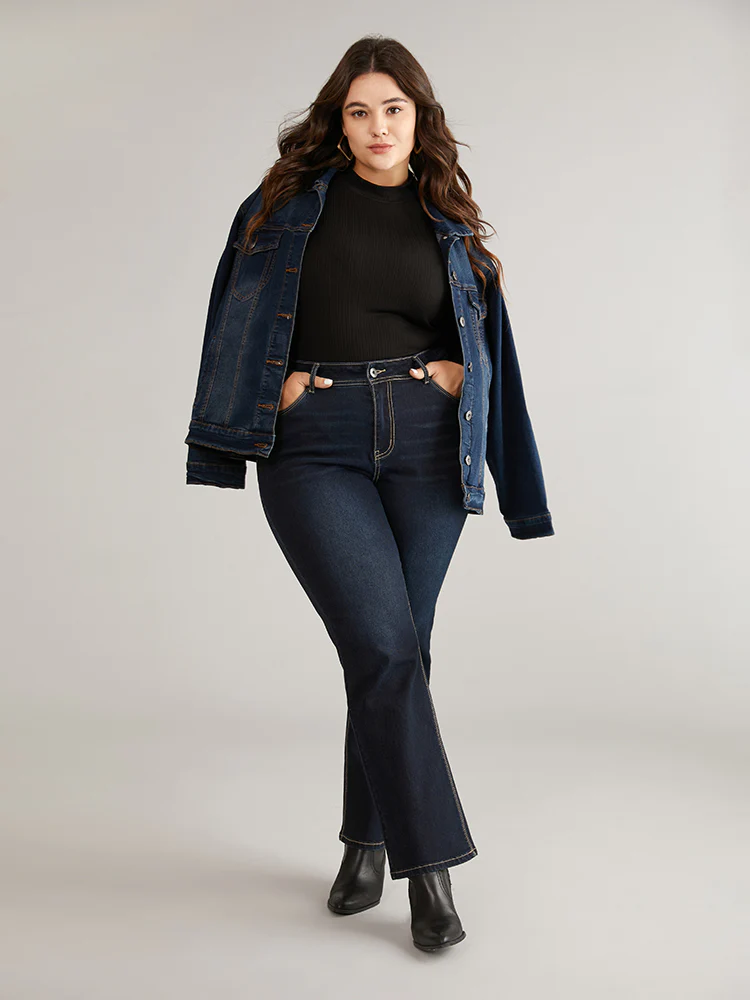 Vintage Contrast Seam Straight Leg Jeans - Image 2