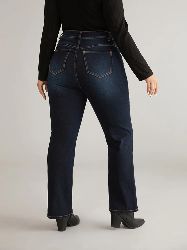 Vintage Contrast Seam Straight Leg Jeans - Image 3