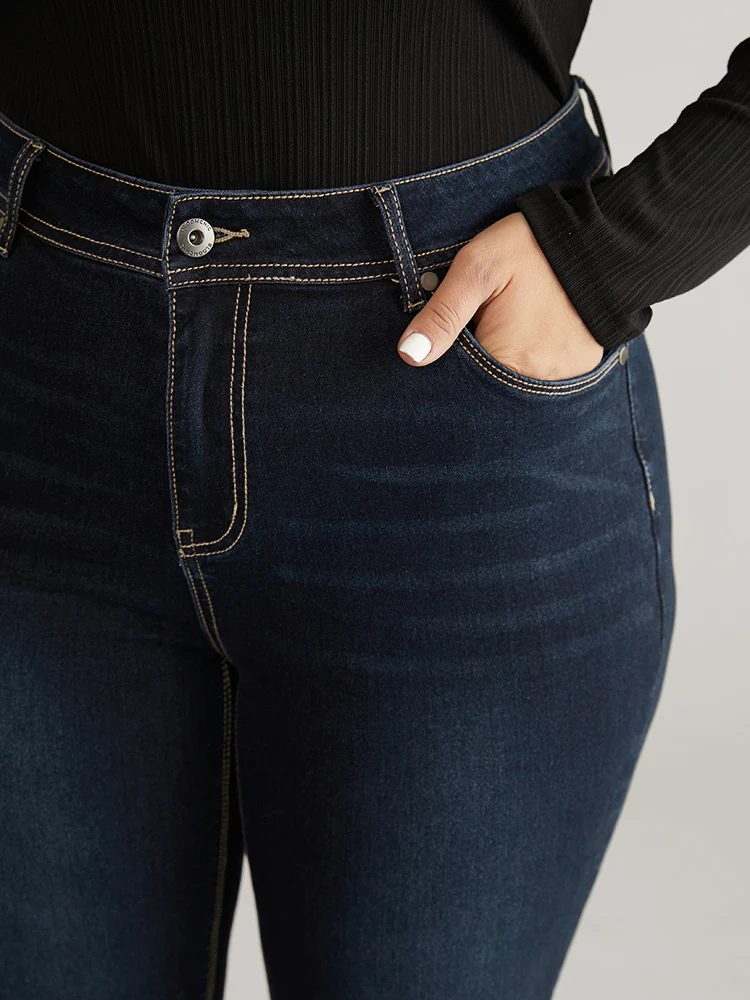 Vintage Contrast Seam Straight Leg Jeans - Image 4