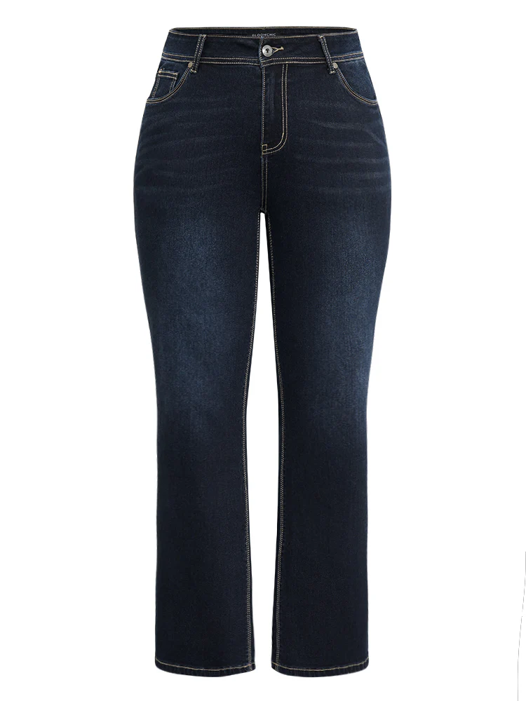 Vintage Contrast Seam Straight Leg Jeans - Image 5
