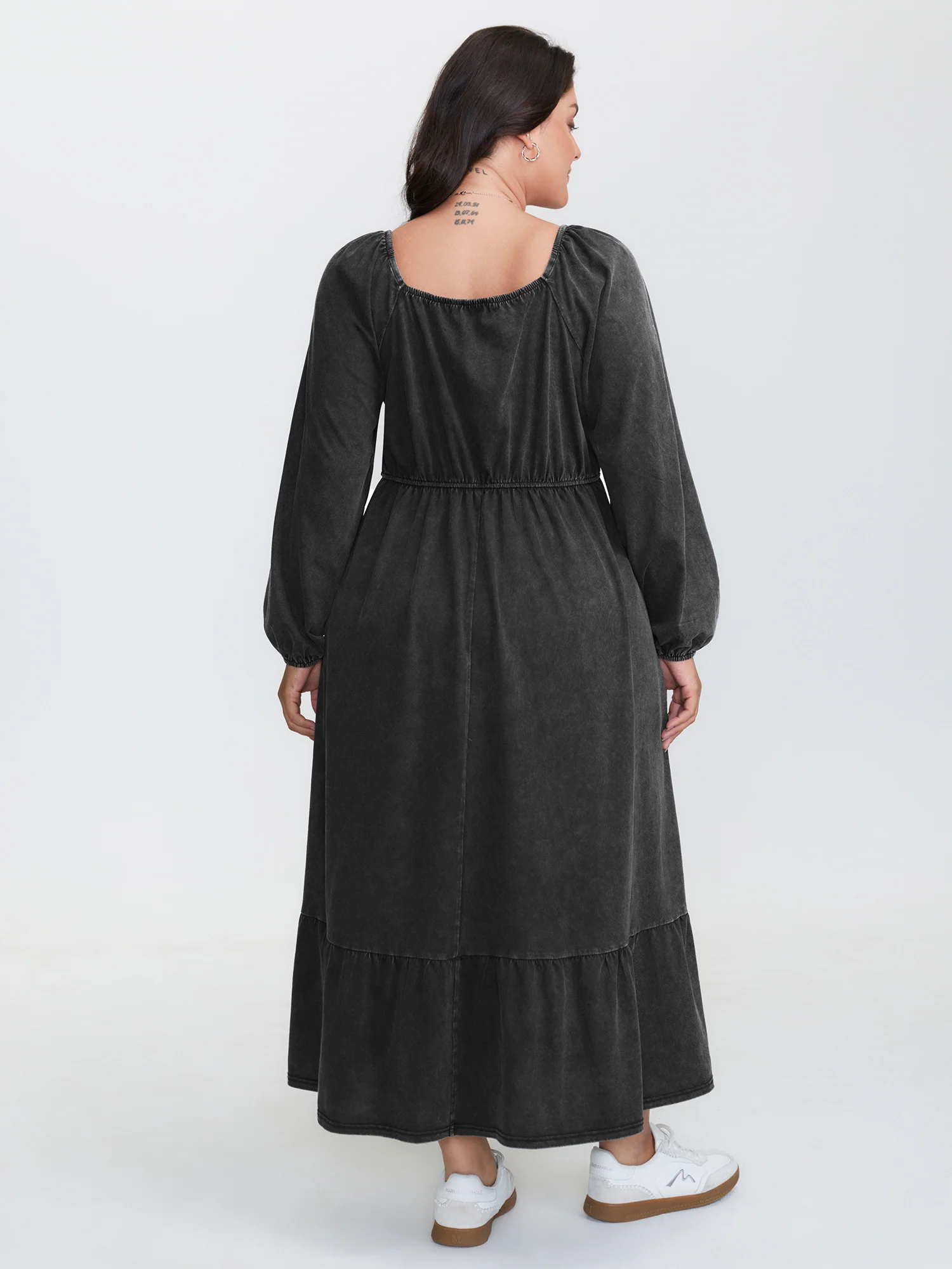 Vintage Cotton Pockets Gathered Back Maxi Dress - Image 4