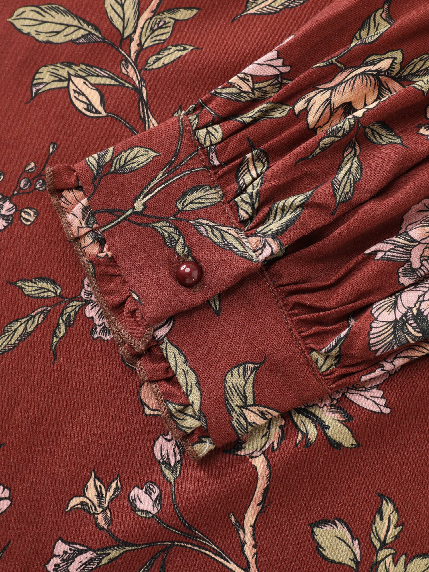 Vintage Floral Neck Ribbon Tie Blouse - Image 6