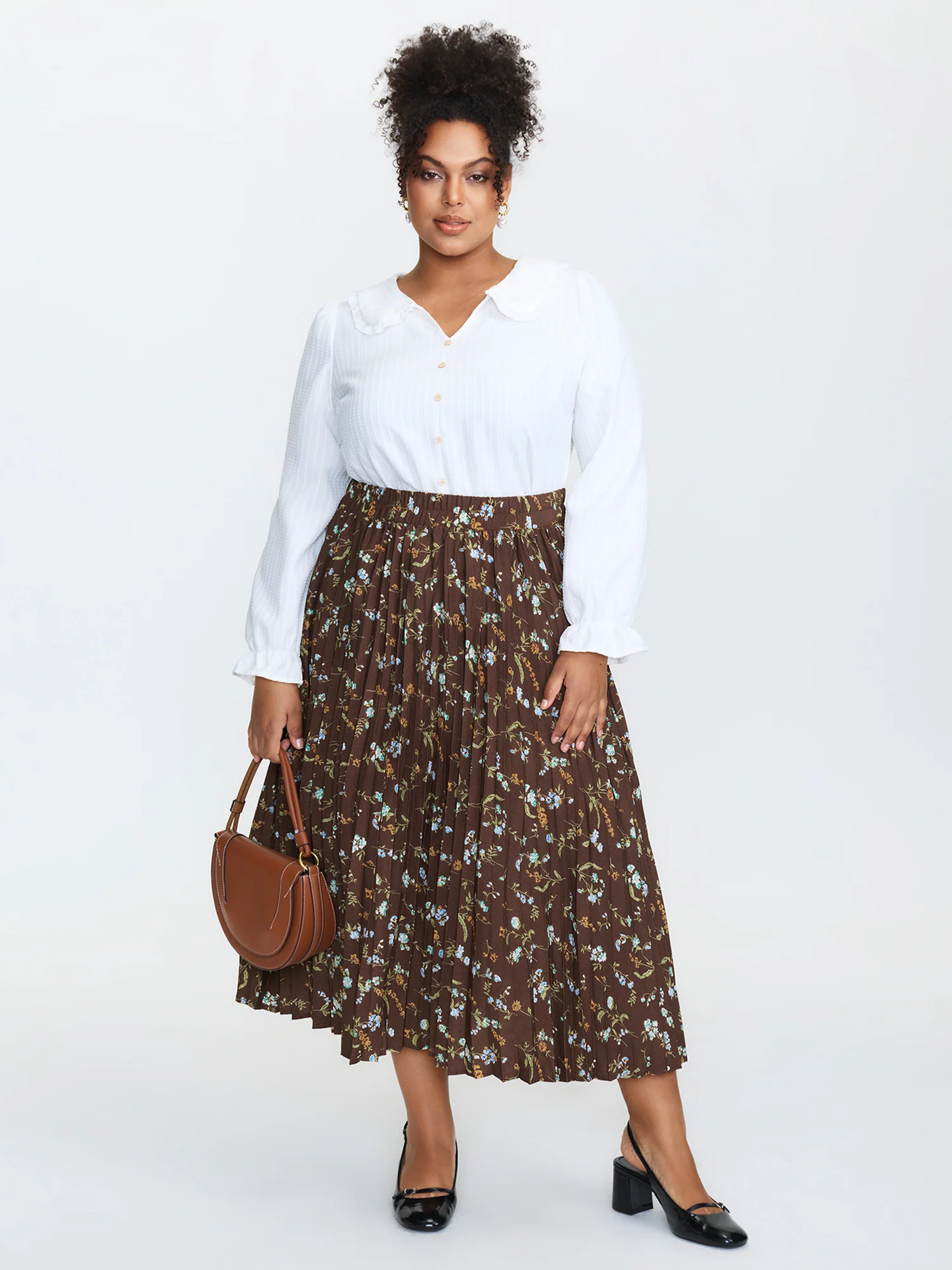 Vintage Floral Pleated Maxi Skirt - Image 2