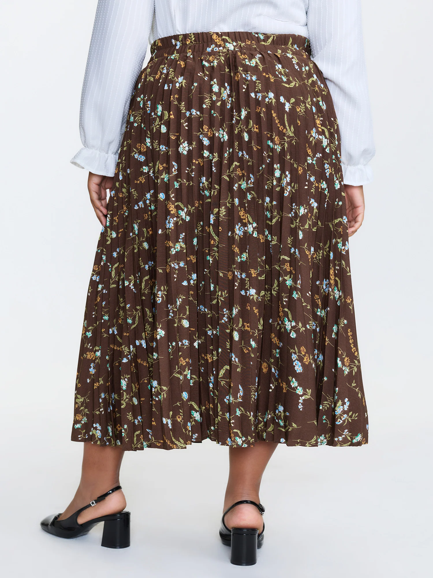 Vintage Floral Pleated Maxi Skirt - Image 4