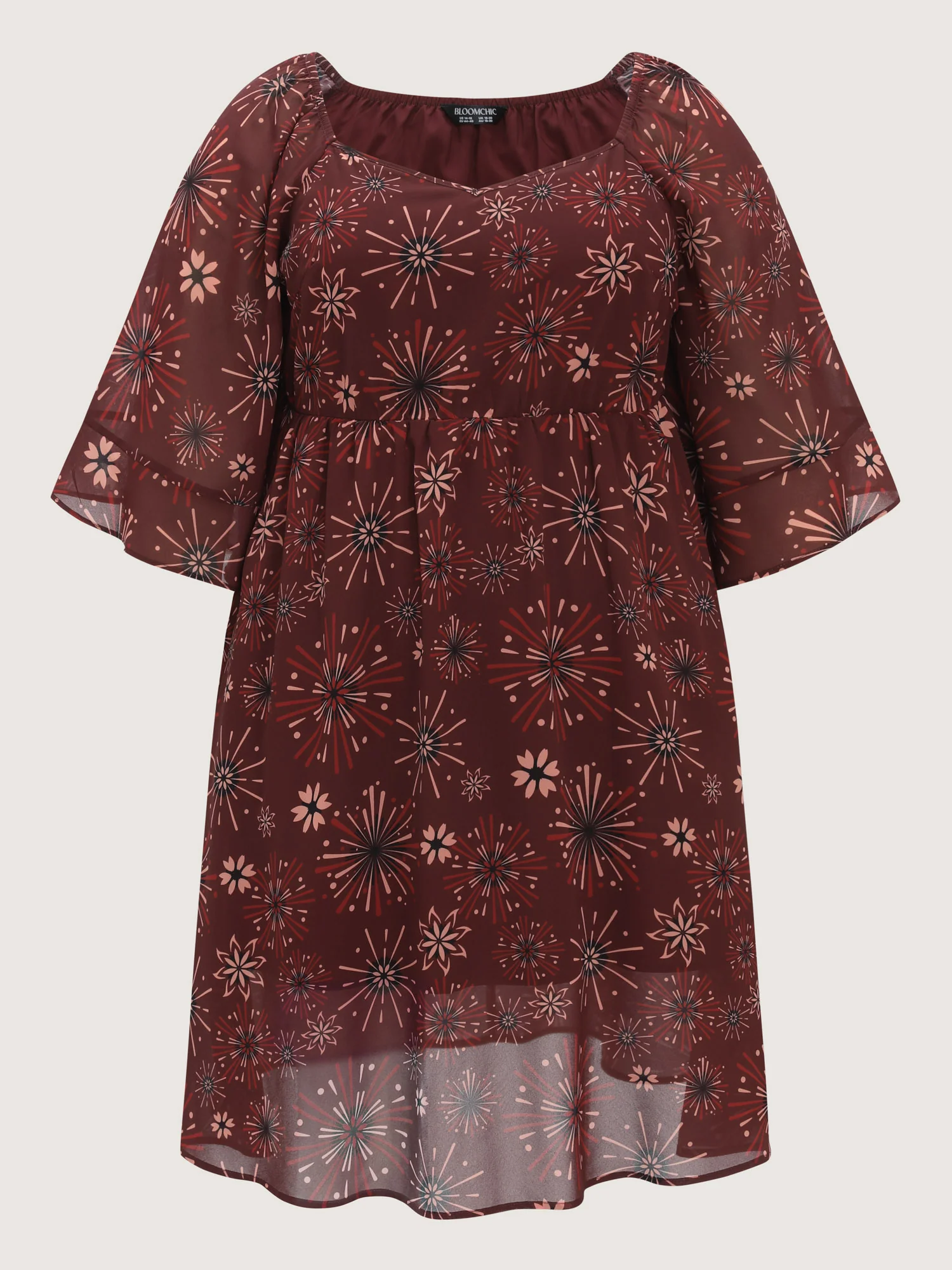 Vintage Floral Print Flowy Mesh Midi Dress - Image 5