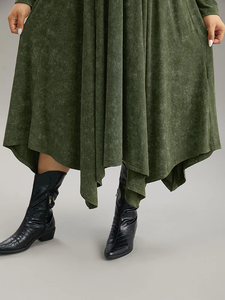 Vintage Heather Elastic Waist Hanky Hem Dress - Image 7