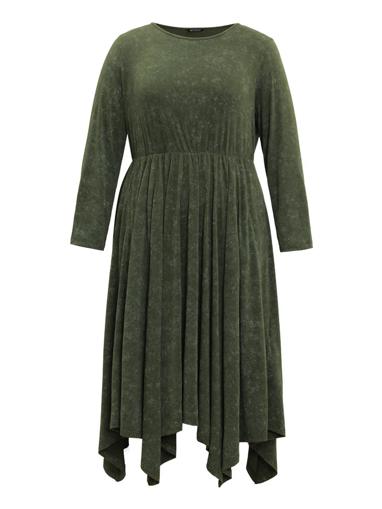 Vintage Heather Elastic Waist Hanky Hem Dress - Image 8