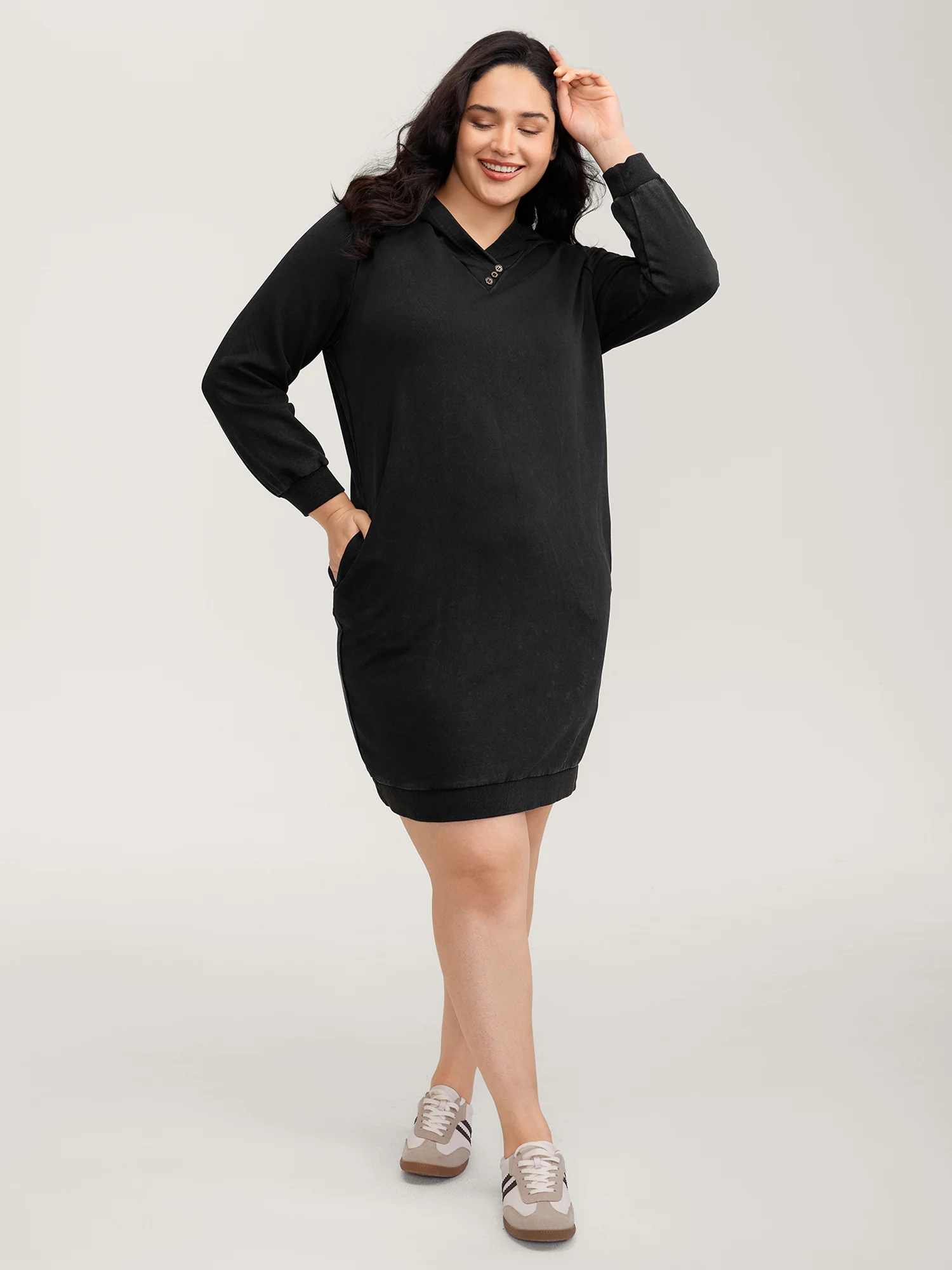 Vintage Hooded Sweatshirt Midi Dress - Image 3