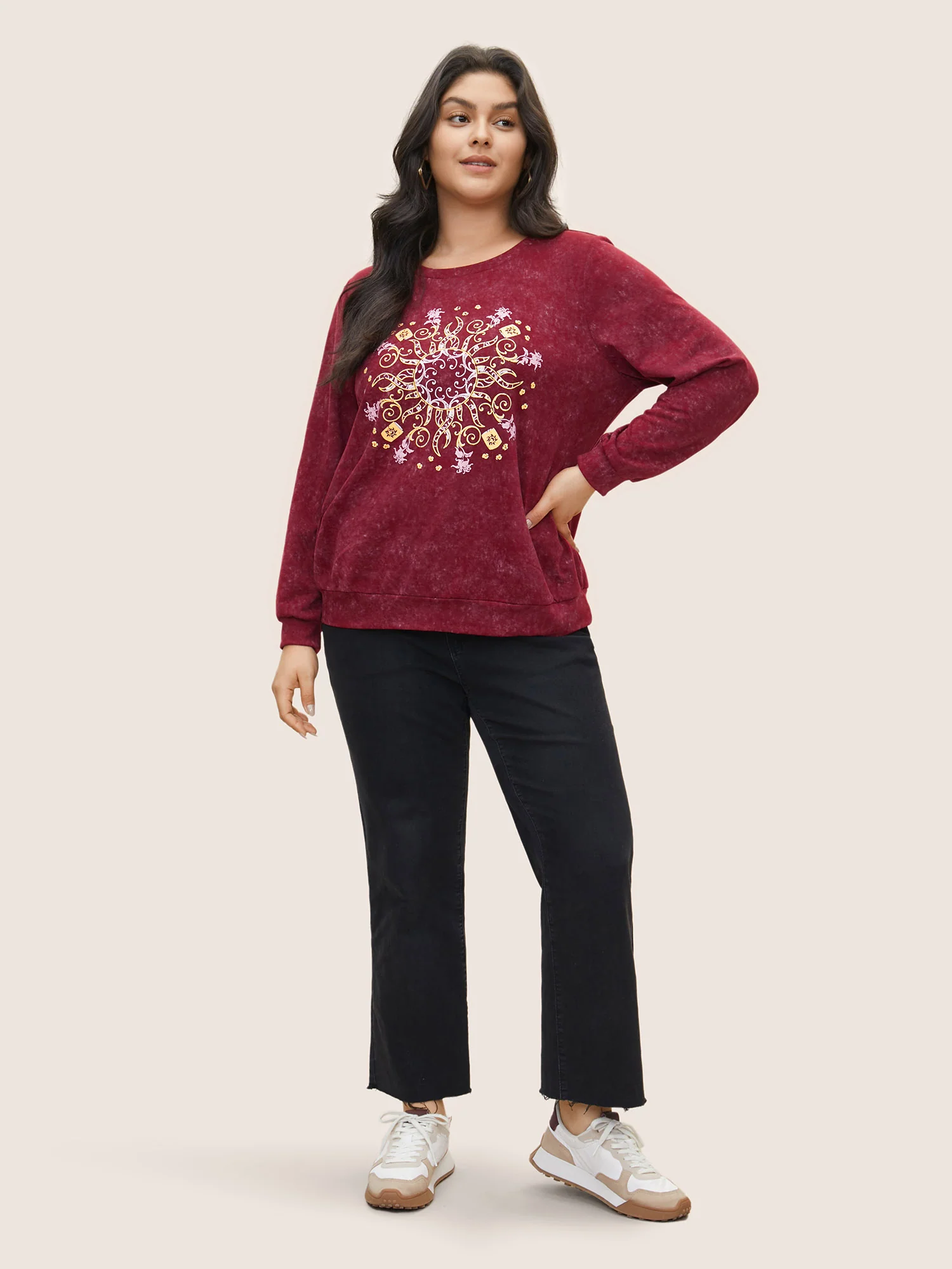 Vintage Horoscope Print Round Neck Sweatshirt - Image 3