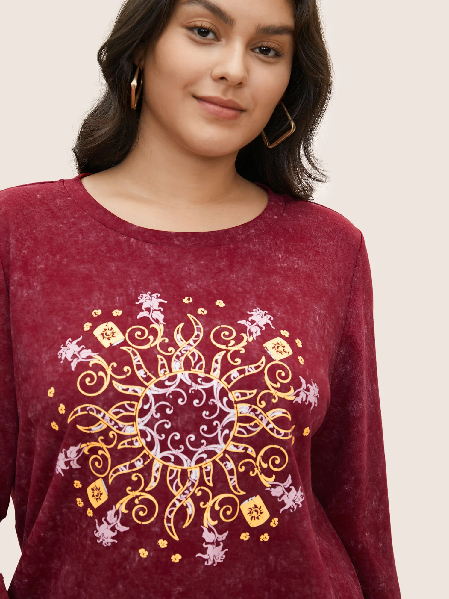 Vintage Horoscope Print Round Neck Sweatshirt - Image 5