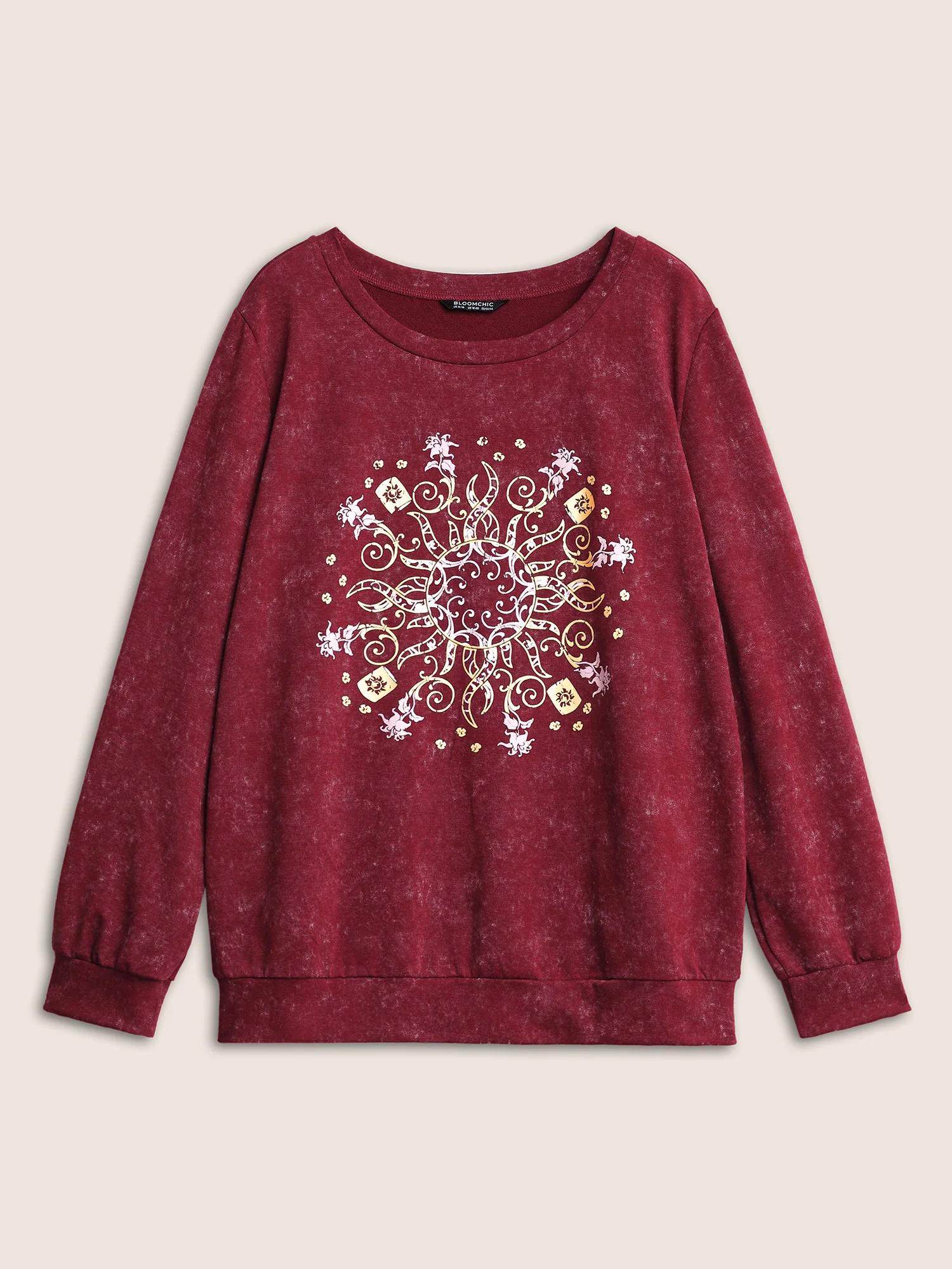 Vintage Horoscope Print Round Neck Sweatshirt - Image 8