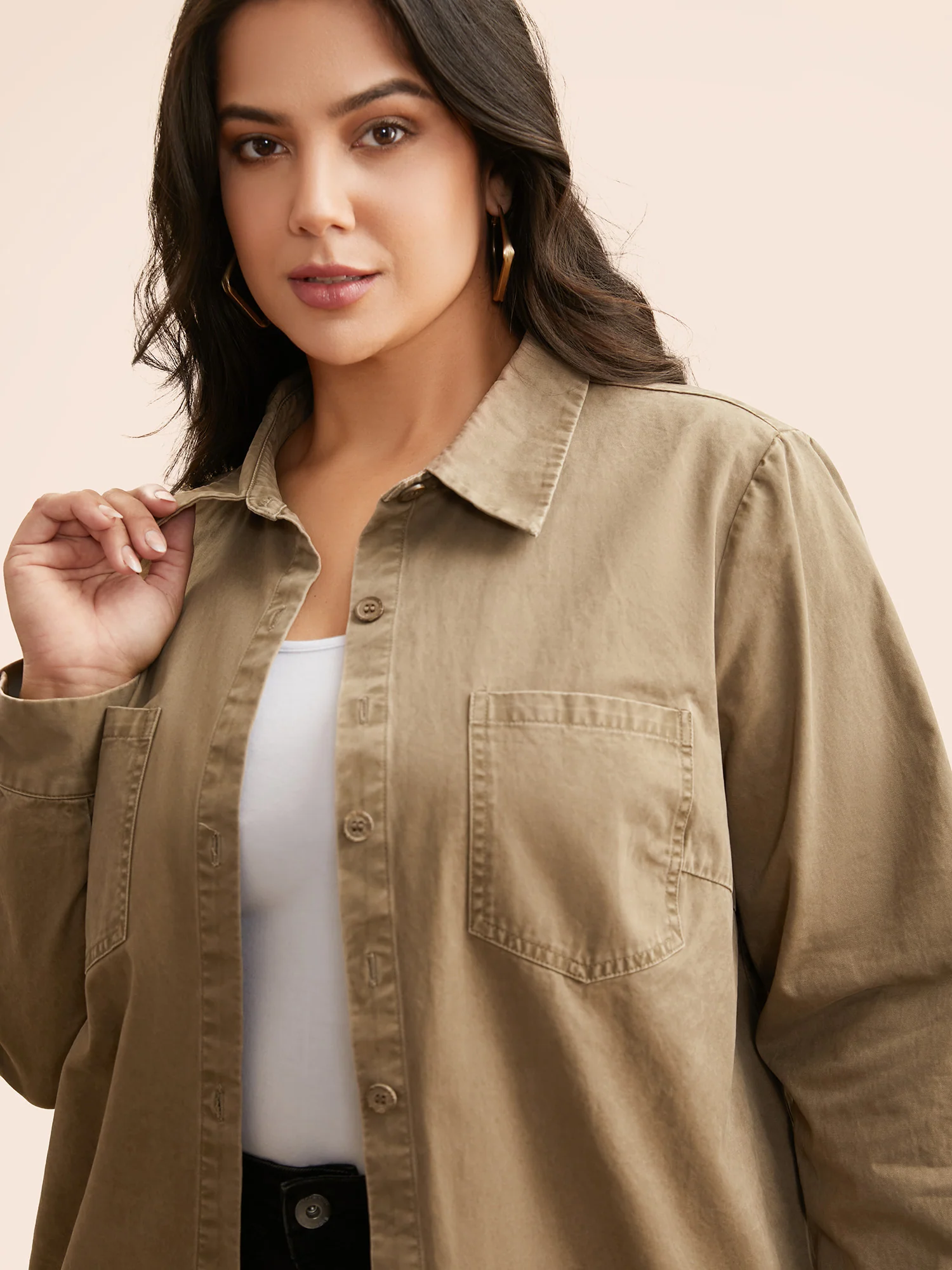 Vintage Patched Pocket Drawstring Shirt - Image 4