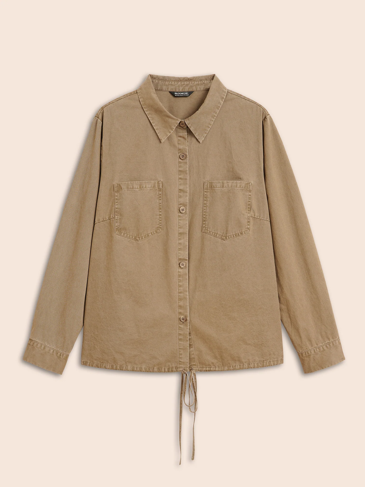Vintage Patched Pocket Drawstring Shirt - Image 9