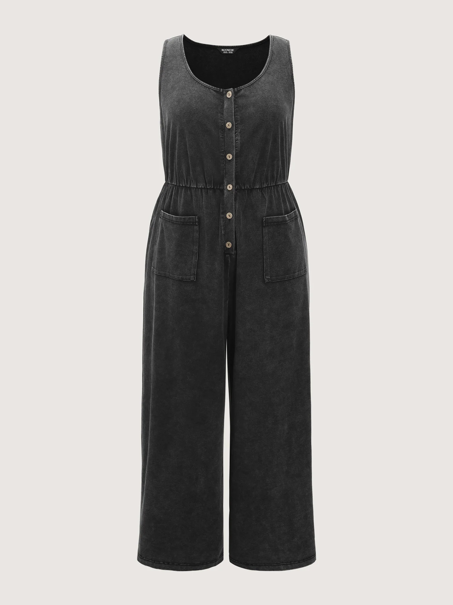 Vintage Pockets Button-Front Jumpsuit - Image 8