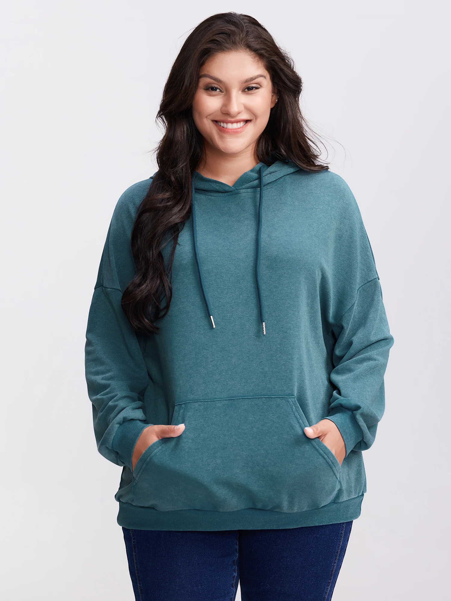 Vintage Pockets Solid Hoodie - Image 2
