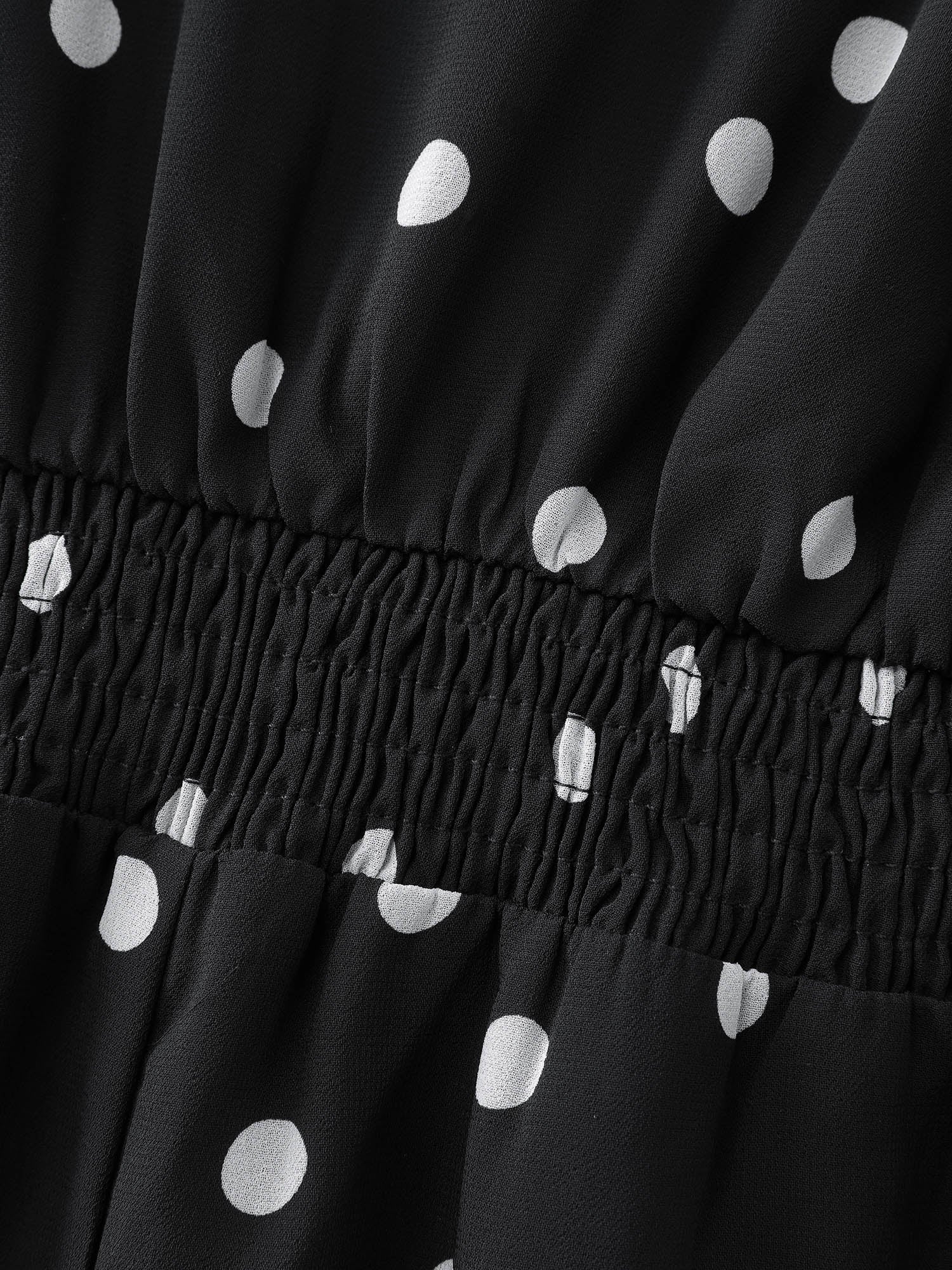 Vintage Polka Dots Puffy Sleeve Midi Dress - Image 5