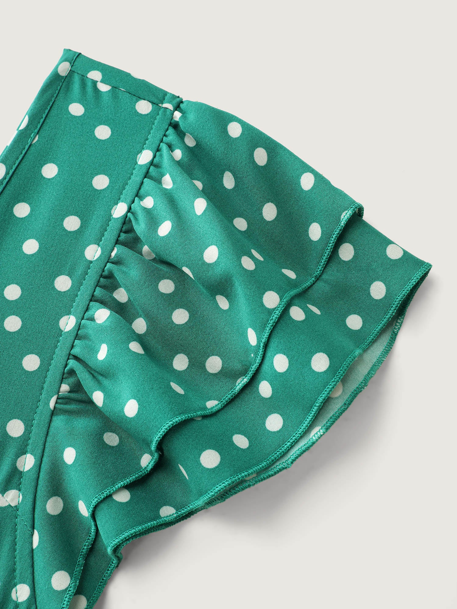 Vintage Polka Dots Ruched Bowknot Midi Dress - Image 6