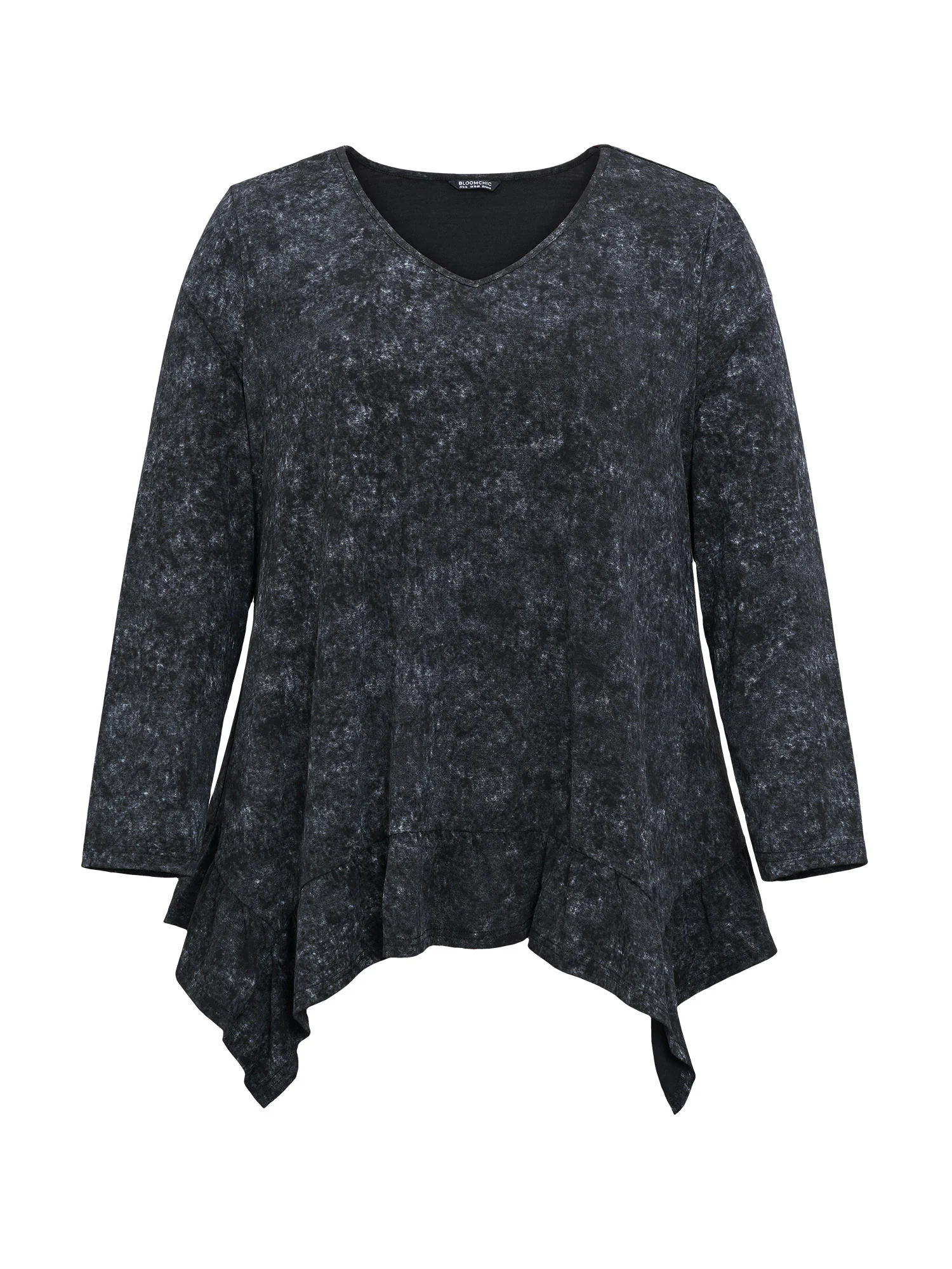 Vintage Print V Neck Hanky Hem T-shirt - Image 5