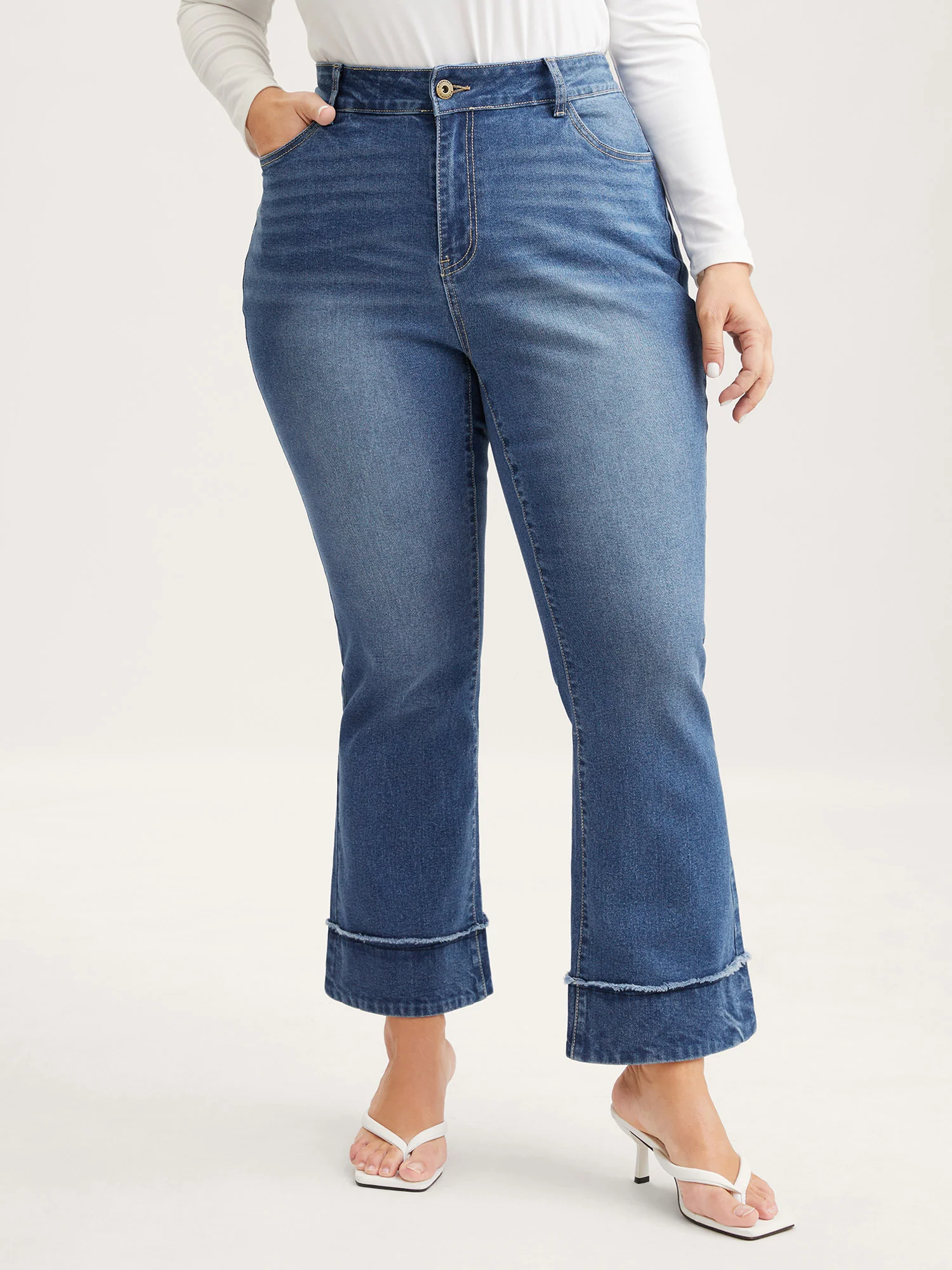 Vintage Raw Hem Bootcut Jeans - Image 2