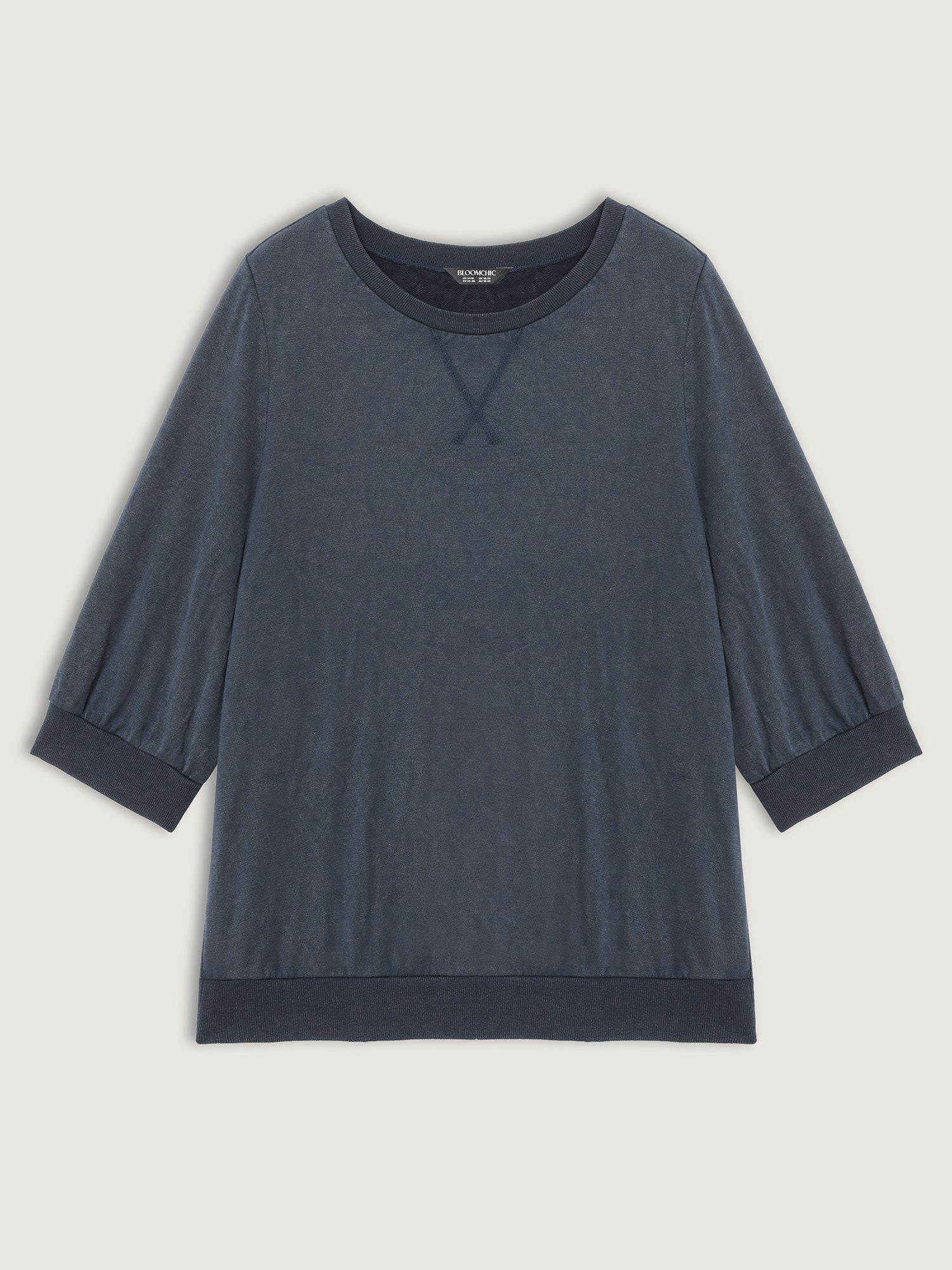 Vintage Round Neck Solid Sweatshirt - Image 7