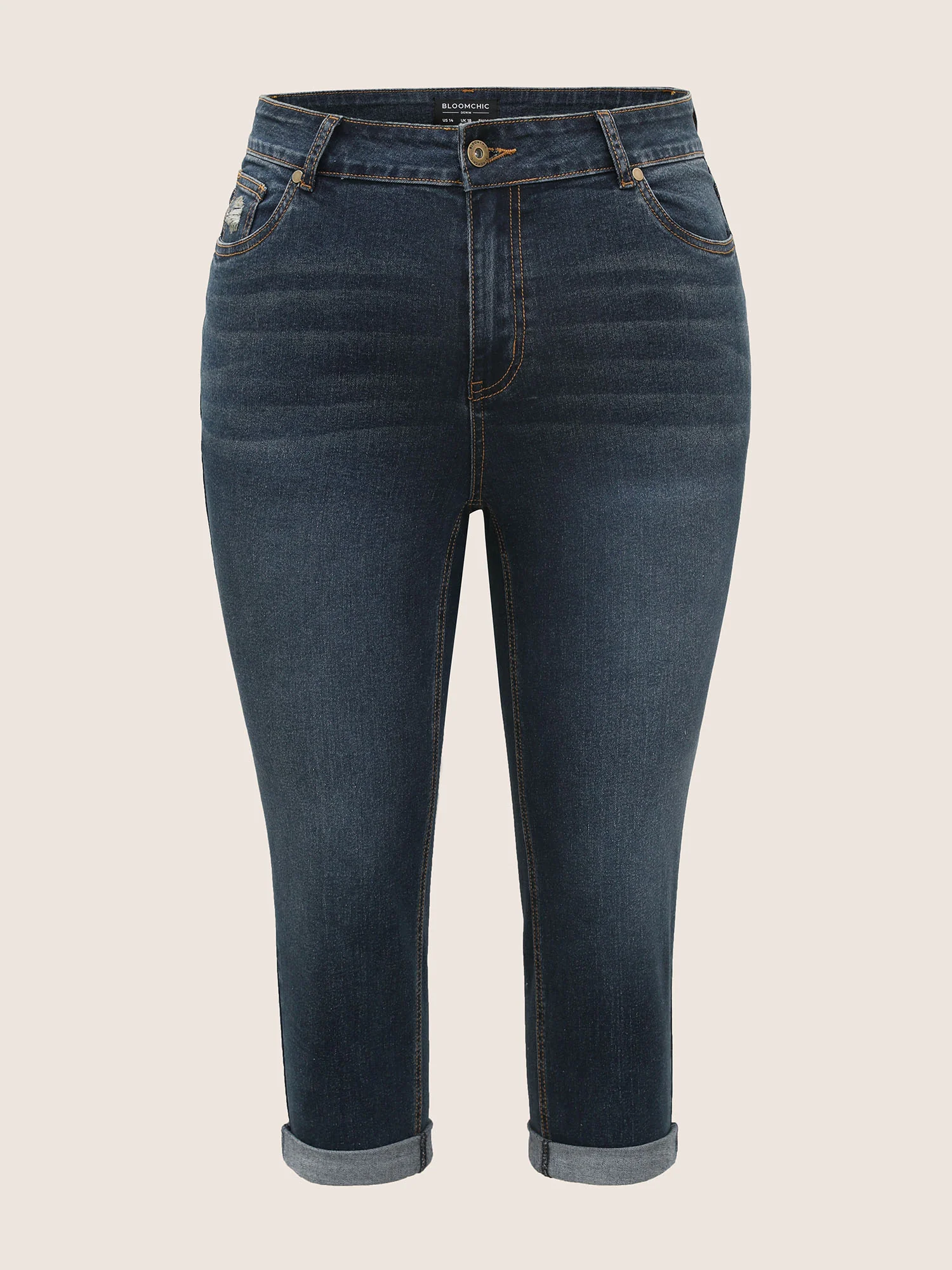 Vintage Slanted Pocket Roll Hem Jeans - Image 9