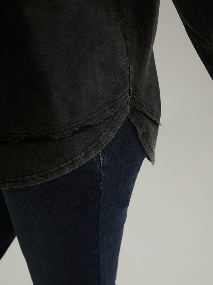 Vintage Split Arc Hem Patched Pocket Sweatshirt - Image 4