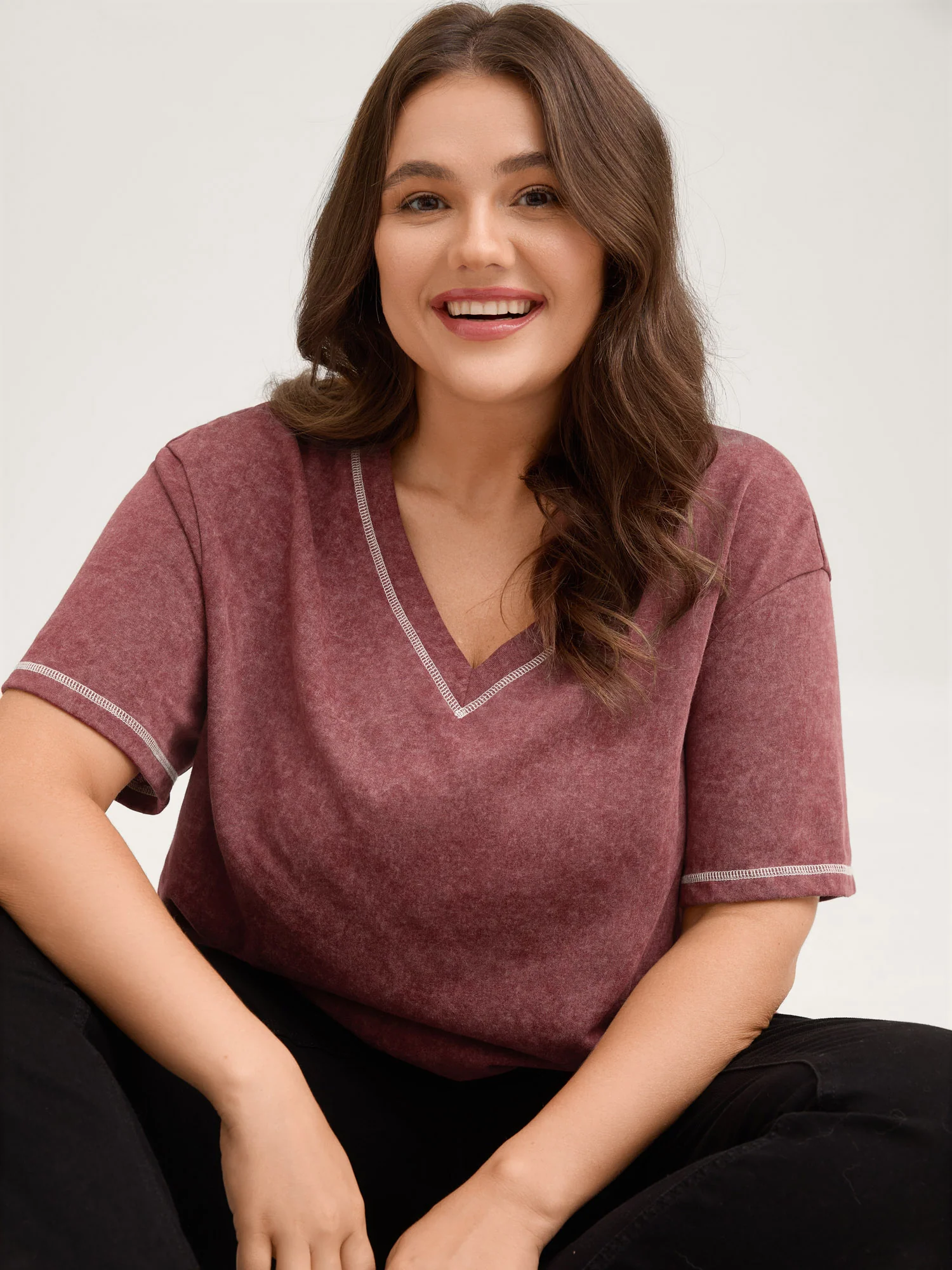 Vintage Stretchy V-Neck T-Shirt