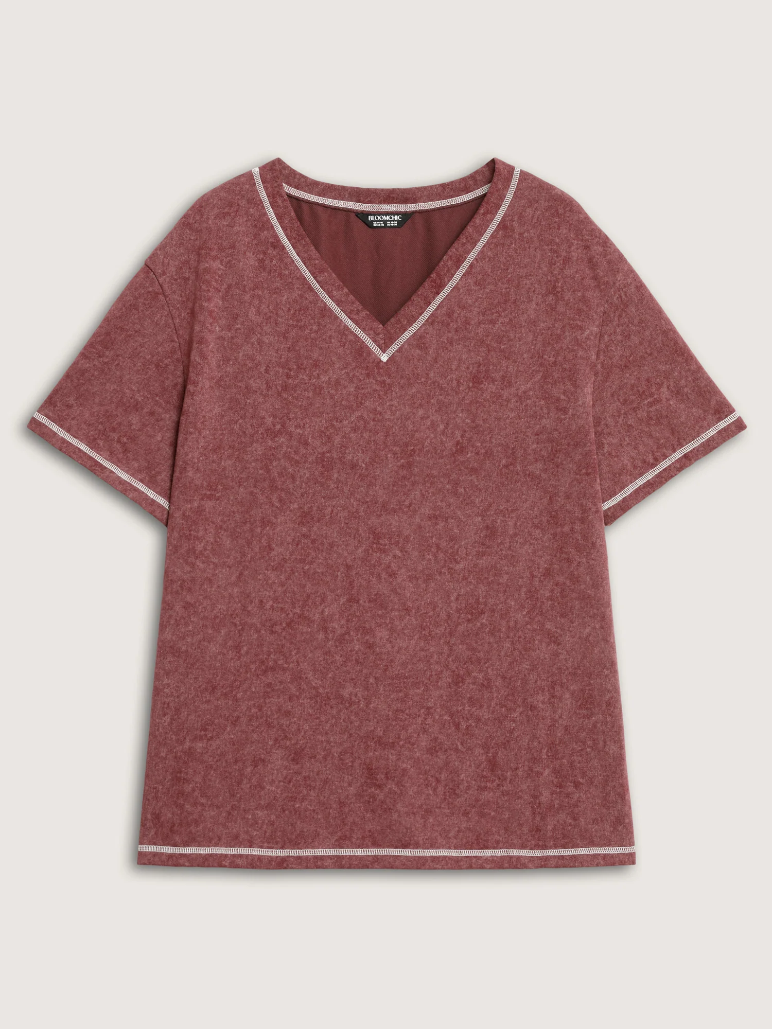 Vintage Stretchy V-Neck T-Shirt - Image 5