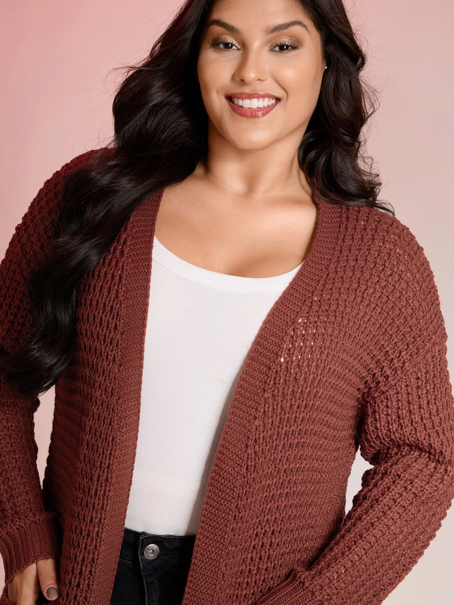 Vintage Textured Pockets Knit Cardigan - Image 2