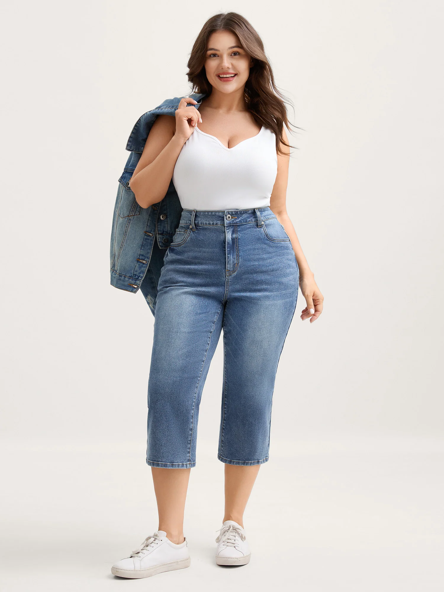 Vintage Wash Bootcut Cropped Jeans - Image 3