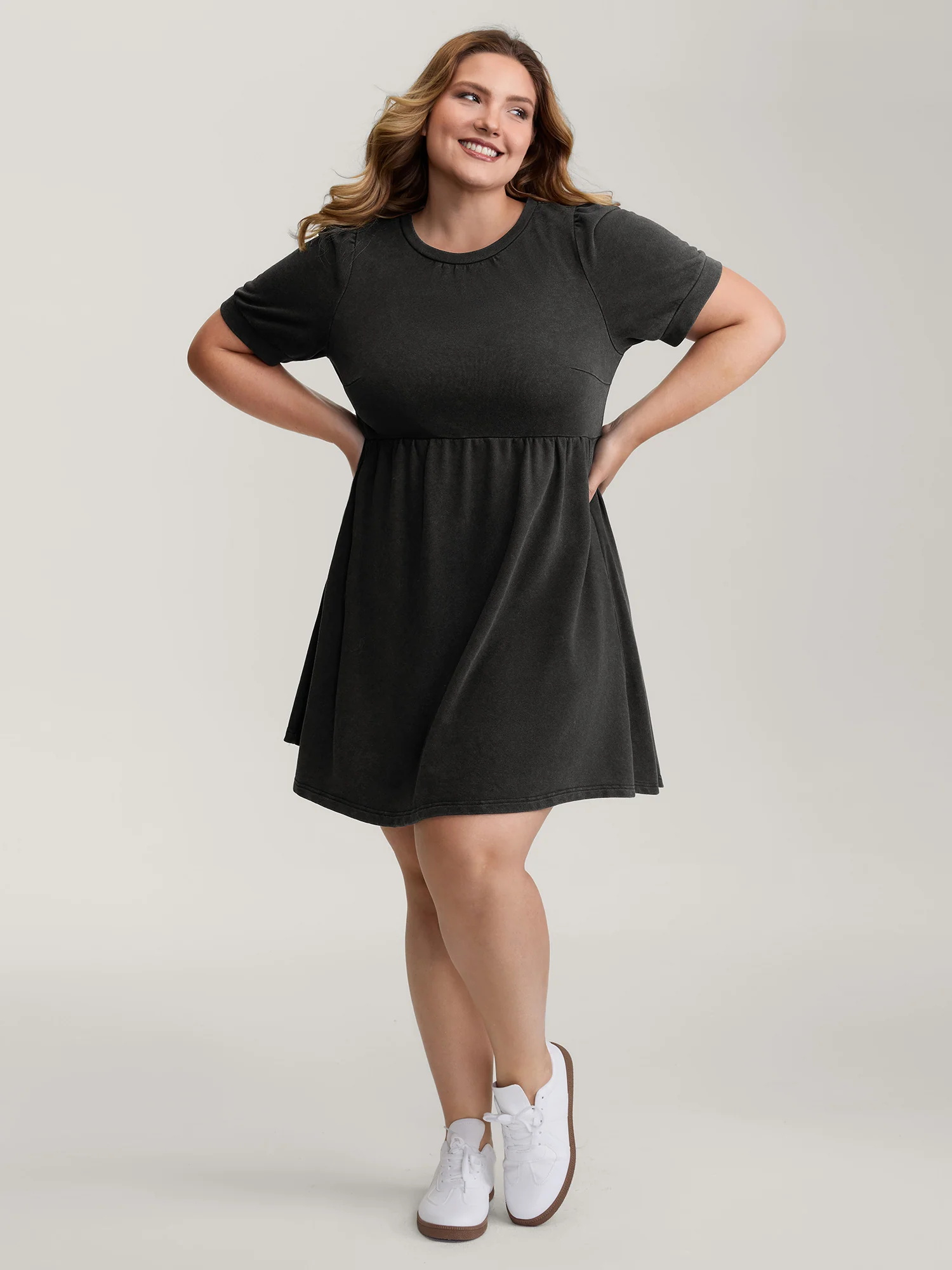 Vintage Wash Pockets Flared Mini Dress - Image 3