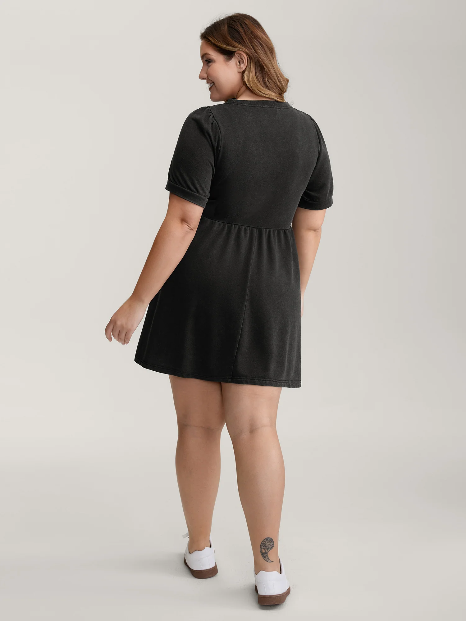 Vintage Wash Pockets Flared Mini Dress - Image 4