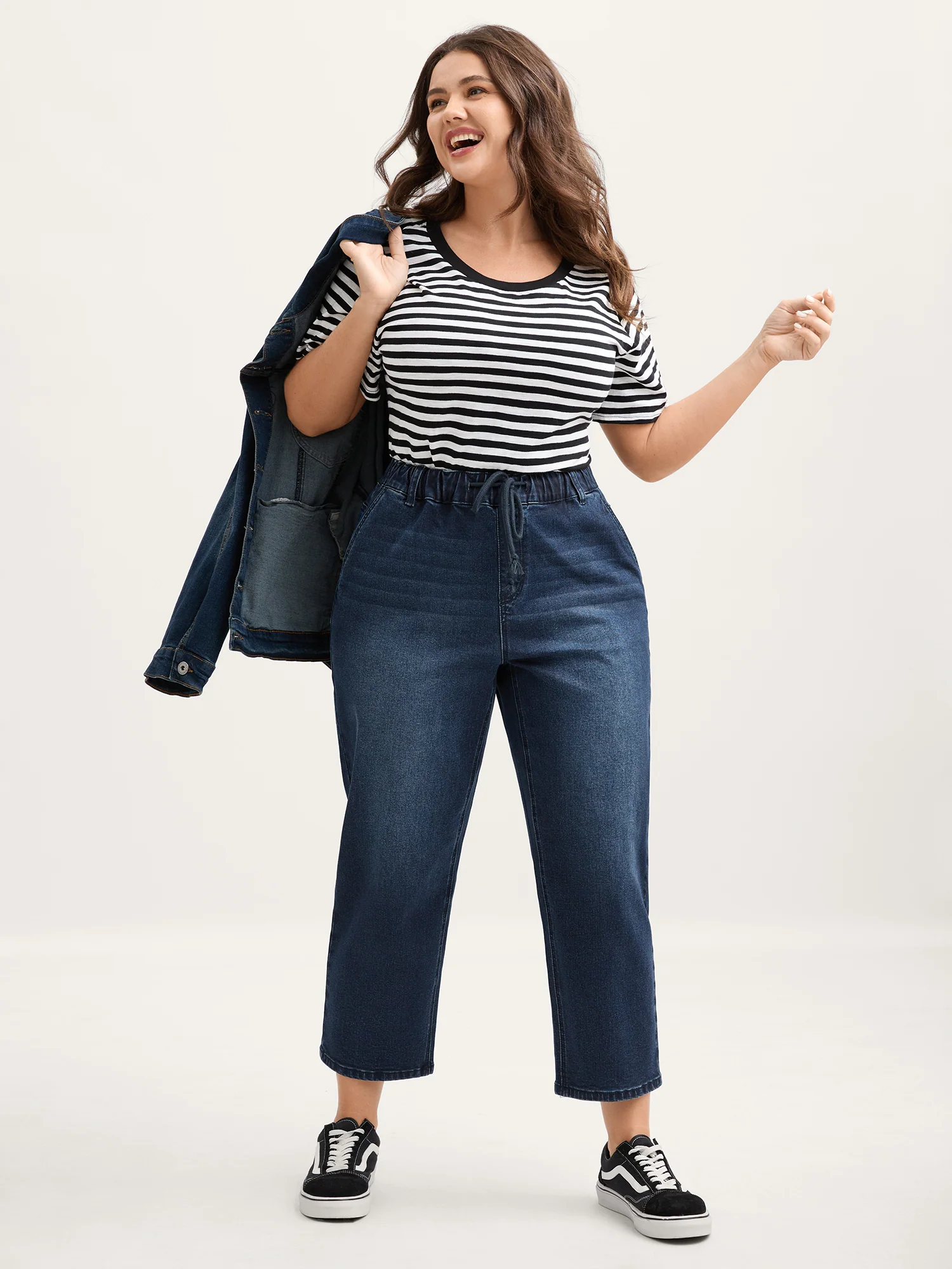Vintage Wash Rubber Waist Straight-Leg Jeans - Image 2